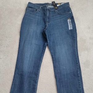 LEE Women's Relaxed Fit Straight Leg Mid Rise Jeans Blue Size 14 Medium